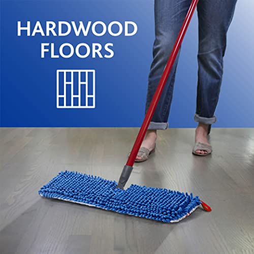 O-Cedar Hardwood Floor 'N More 3-Action Mop with 1 Extra Refill | Microfiber Mop with 3pc Handle | Use Wet or Dry, Red