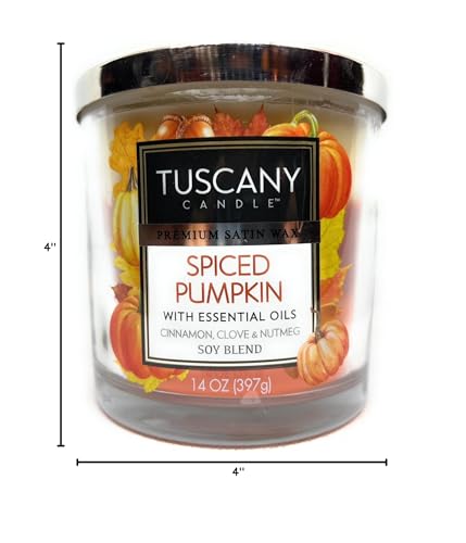 Tuscany Candle Premium Satin Wax Spiced Pumpkin 14 Ounce Jar Candle