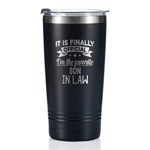 onebttl son in law gifts travel coffee mug tumbler, gifts from mom/dad, parent, father, mother for engagement, wedding, marriage, christmas, stainless steel insulated 20oz/590ml - favorite son in law