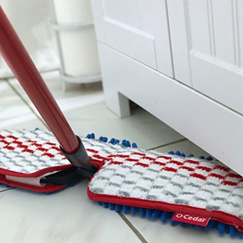 O-Cedar Hardwood Floor 'N More 3-Action Mop with 1 Extra Refill | Microfiber Mop with 3pc Handle | Use Wet or Dry, Red