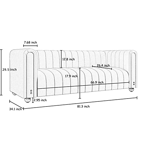 Green Velvet Couch Sofa Loveseat, 81.3 Wide Mid Century Modern Couch Small Spaces Love Seat Tufted Chesterfield Velvet Sofa Futon with Gold Leg, Comfy 3 Seat Extra Deep Sofas Couches for Living Room