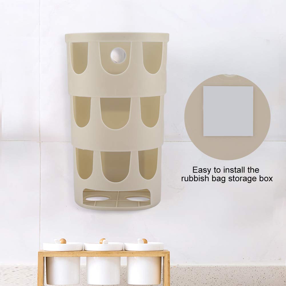 Kitchen Trash Can,Plastic Trash Can Wastebasket,Plastic Wall-Mounted Trash Bag Rubbish Bags Storage Box Kitchen Bedroom Bathroom Laundry Room Dorms(Khaki)