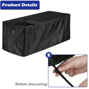 SUNSURE Deck Box Cover Heavy Duty Waterproof Outdoor Ottoman Bench Cover for Keter Large Deck Boxes Rectangular Storage Box Cover with Drawstring and Zipper (48x24x22in)