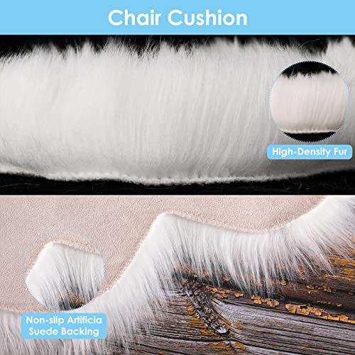 Molain Bench Cushion Fluffy Area Rug White Soft Faux Fur Bedroom Balcony Couch Reading Nook Cover Plush Mini Car Chair Seat Pad Hallway Fireplace Living Room Floor Decorations (50 cm Oval)