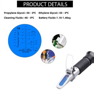 Antifreeze Refractometer, 3-in-1 Antifreeze Coolant Tester for Checking Freezing Point, Concentration of Ethylene Glycol Propylene Glycol Based Automobile Antifreeze Coolant Condition