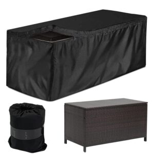 sunsure deck box cover heavy duty waterproof outdoor ottoman bench cover for keter large deck boxes rectangular storage box cover with drawstring and zipper (62x32x28in)