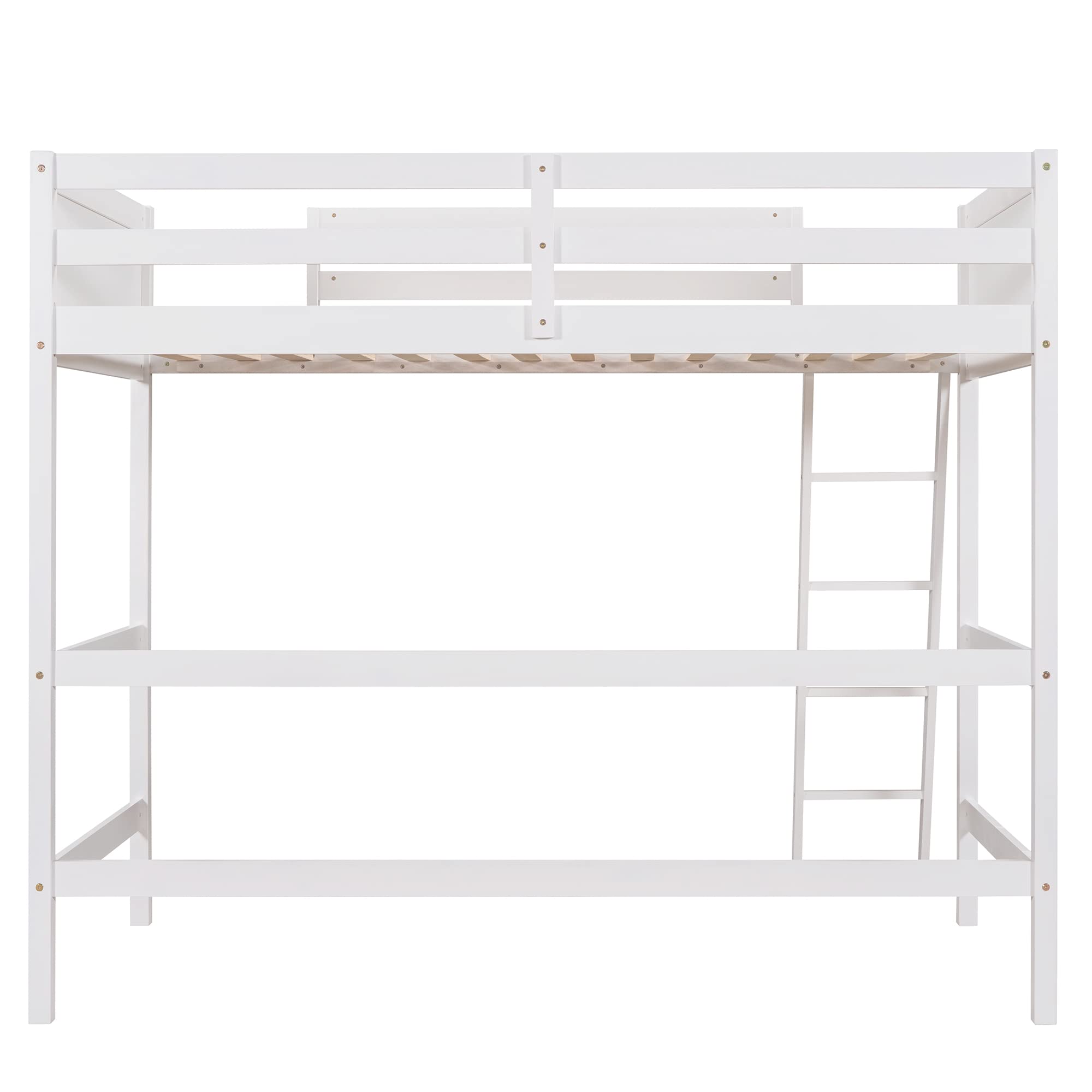 Merax Twin Modern Kids Loft Bed with Ladders Wood Loft Bunk Bed for Juniors/Easy Assemble/Space Saving White