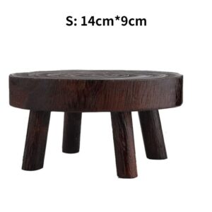 Round Decortive Mini Wood Stool,14x9cm Wood Plant Stands Gardening Stool Indoor Plant Stands Low Stool, Round Step Stool, Wooden Stool for Kids, Small Short Stool, Shoe Changing Stool