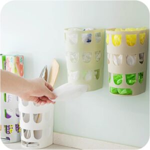 Kitchen Trash Can,Plastic Trash Can Wastebasket,Plastic Wall-Mounted Trash Bag Rubbish Bags Storage Box Kitchen Bedroom Bathroom Laundry Room Dorms(Khaki)