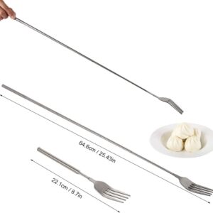 Telescopic Fork,Extendable Fork,Extending Fork,64cm Long Stainless Steel Retractable Fork Extendable Dinner Fruit Dessert Fork Cutlery 8.7-25.4inch