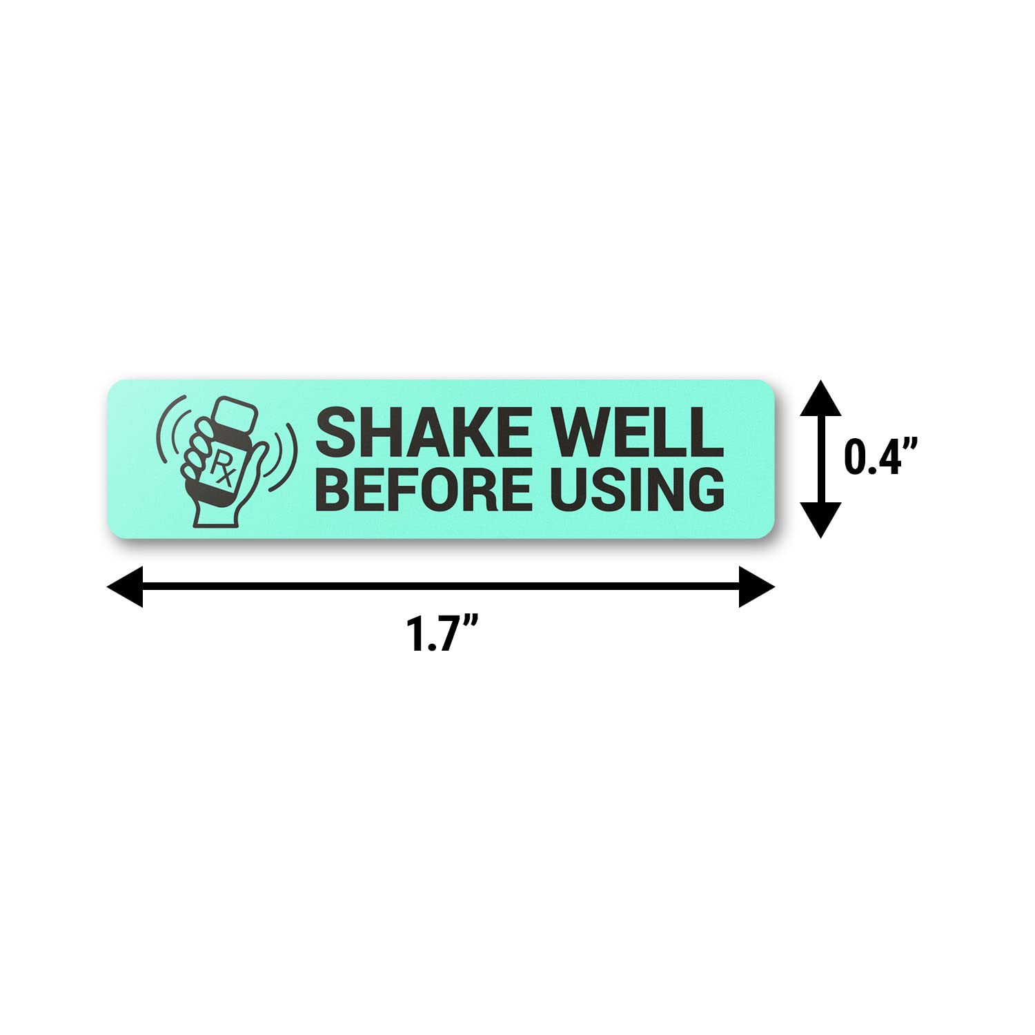 300 Labels - Shake Well Before Using Labels - Teal Green, 1.7 inches x 0.4 inches for Veterinary Care Stickers, Strong Adhesive, Prescription Packages, Pharmacy Bottles, Refrigeration