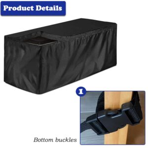 SUNSURE Deck Box Cover Heavy Duty Waterproof Outdoor Ottoman Bench Cover for Keter Large Deck Boxes Rectangular Storage Box Cover with Drawstring and Zipper (48x24x22in)