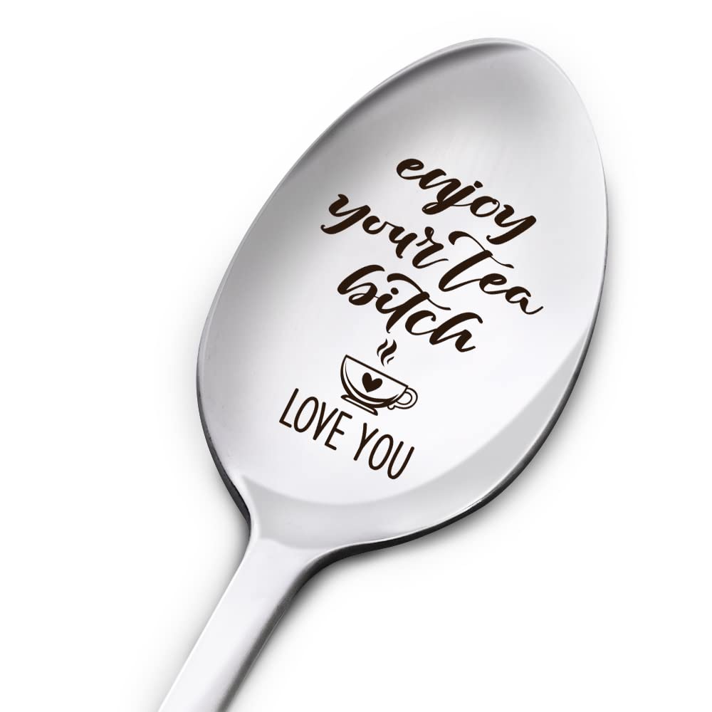 Friendship Spoon Gifts for Women Friends, Love You for Infini Tea, Birthday Christmas Gifts for Mom Tea Lover Besties Best Friends Bff Sister, Engraved Stainless Steel Tea Spoon Gifts for Tea Lover