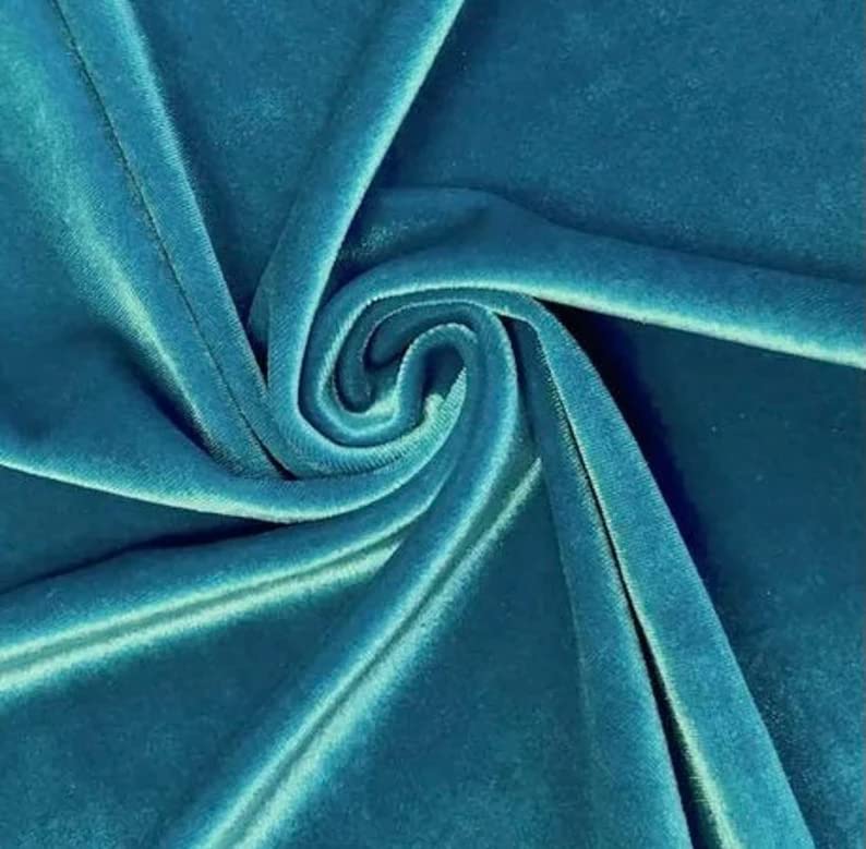 60" Wide Stretch Velvet Drapery Apparel Fabric | Sold by The Yard (Teal)