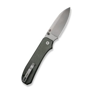 WeKnife Big Banter Pocket Knife for EDC, Ben Petersen Folding Knife with 3.69”CPM 20CV Blade Canvas Micarta Handle, Titanium Thumb Stud Opener WE21045-2 (Green)