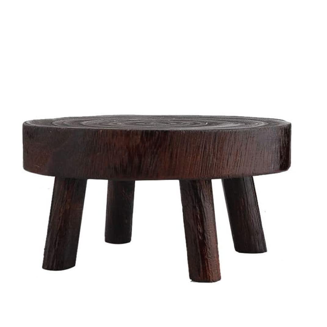 Round Decortive Mini Wood Stool,14x9cm Wood Plant Stands Gardening Stool Indoor Plant Stands Low Stool, Round Step Stool, Wooden Stool for Kids, Small Short Stool, Shoe Changing Stool