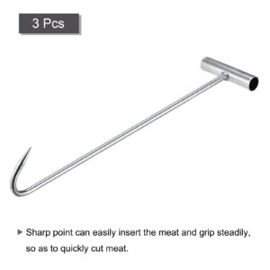 uxcell T-Handle Meat Boning Hook, Galvanized T Hooks for Kitchen Butcher Shop Restaurant 16"(400mm) 3Pcs