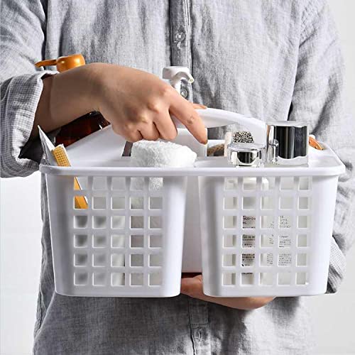 Haundry Plastic Shower Caddy Basket with 3 Compartments, Portable Divided Cleaning Supply Storage Organizer with Handle (Black)