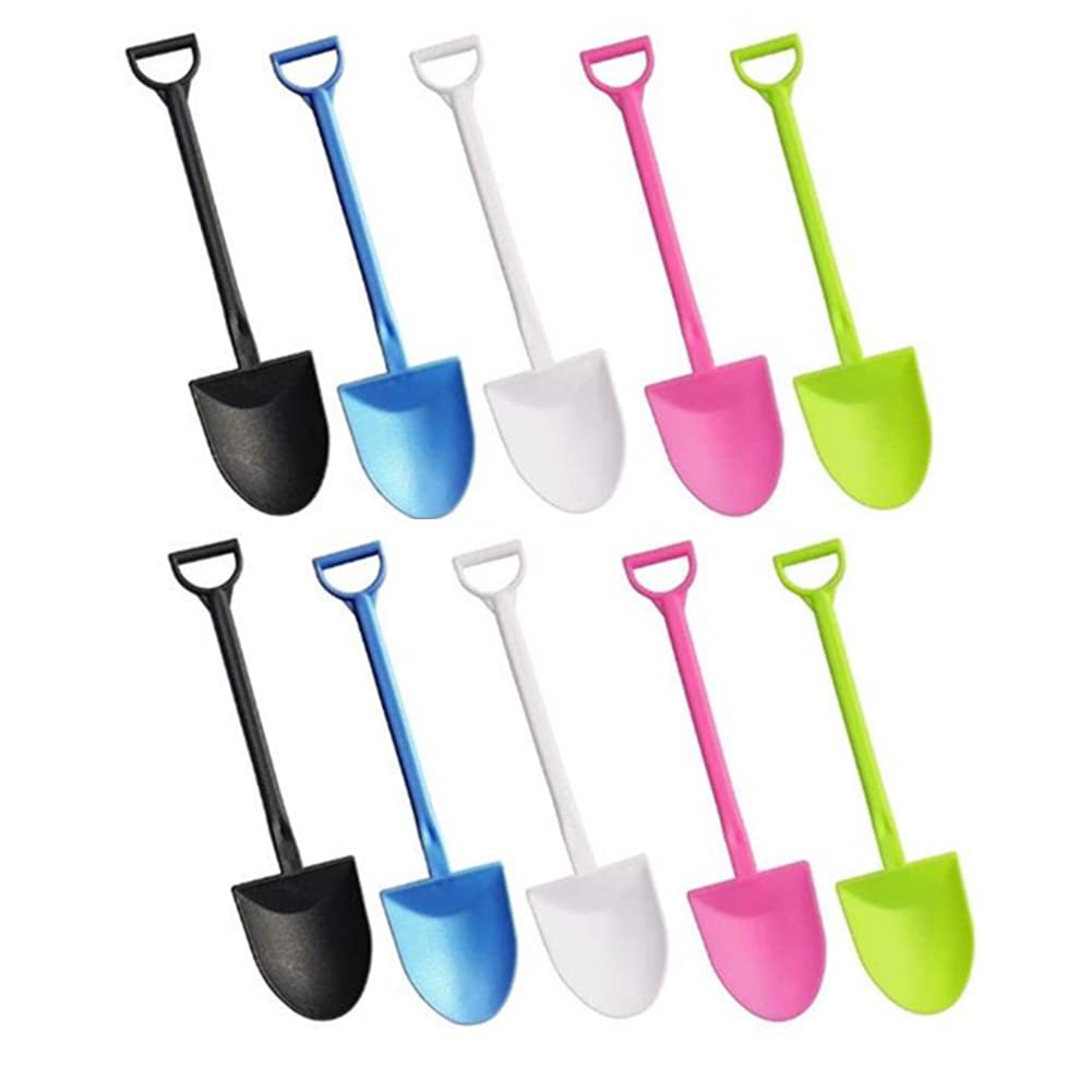 100 PCS Disposable Mini Shovel Shape Spoons, Colorful Plastic Ice Cream Shovel Spoon for Dessert Pudding Yogurt Sugar (4.8 Inch, 5 Color)