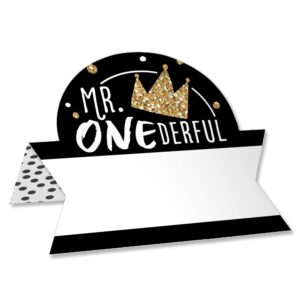 big dot of happiness 1st birthday little mr. onederful - boy first birthday party tent buffet card - table setting name place cards - set of 24