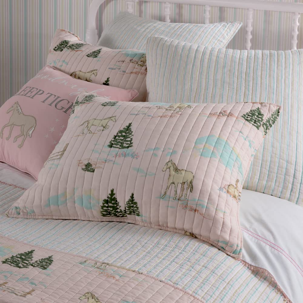 Horse Girls Pink Woodland Ponies Western Full/Queen Quilt