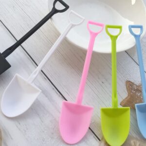 100 PCS Disposable Mini Shovel Shape Spoons, Colorful Plastic Ice Cream Shovel Spoon for Dessert Pudding Yogurt Sugar (4.8 Inch, 5 Color)