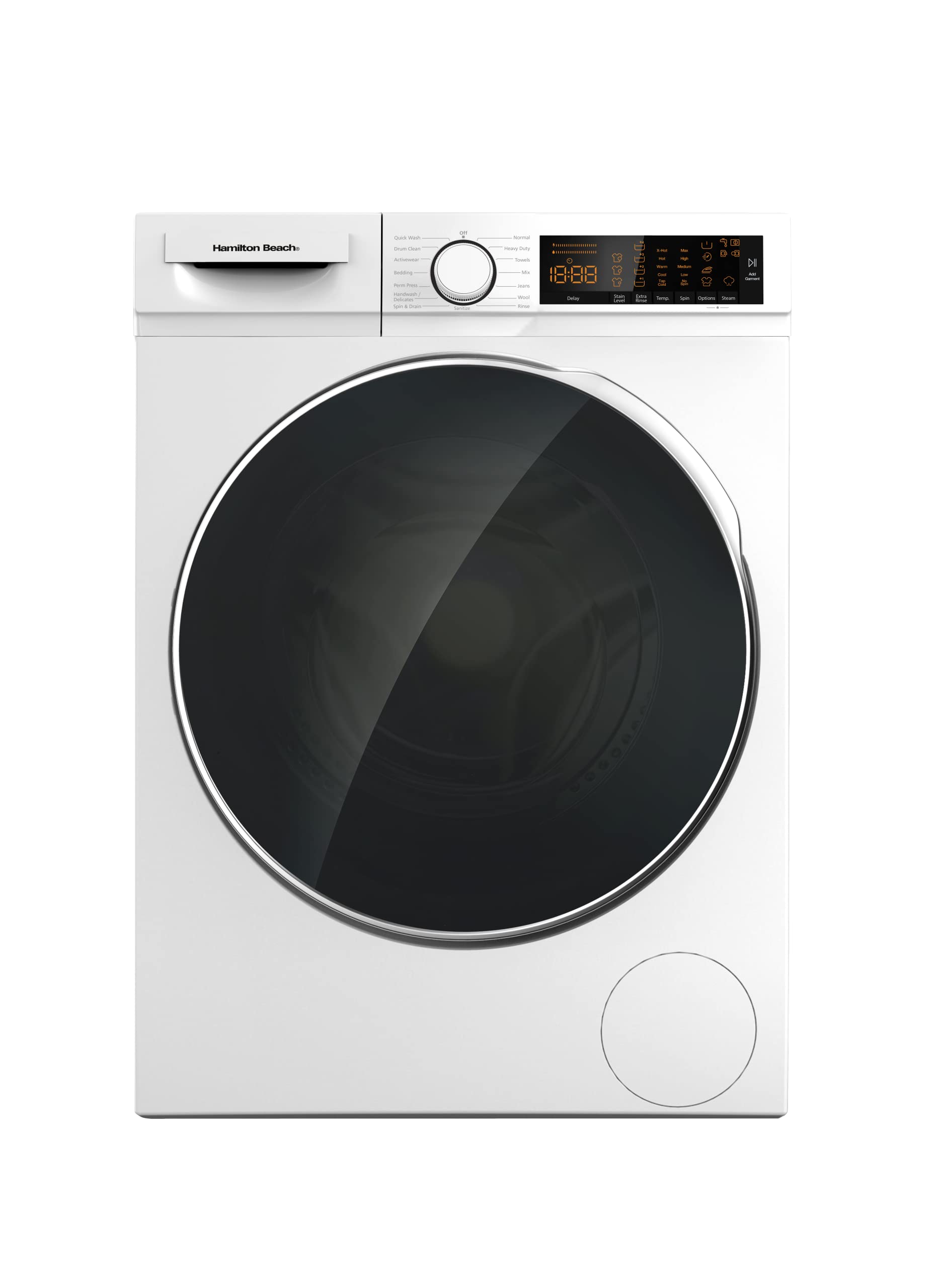 Hamilton Beach Fullsize 2.2 cu ft Front Load Washer and 4 cu ft Dryer Combo - 24” Wide - includes Stacking Kit and Drawer