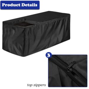 SUNSURE Deck Box Cover Heavy Duty Waterproof Outdoor Ottoman Bench Cover for Keter Large Deck Boxes Rectangular Storage Box Cover with Drawstring and Zipper (48x24x22in)