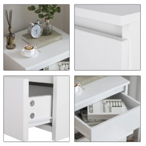 FOTOSOK White Nightstand with 3 Drawers, White Bedside Table Night Stand for Bedroom with Cut-Out Handle, Sofa Side Table 3 Drawer Nightstand for Bedroom, 17.7W*15D*21.7H