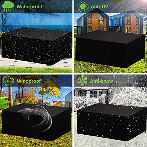 HUHJYUGE Durable Patio Furniture Cover Waterproof 144" L x 87" W x 47" H, Cover for Outdoor Furniture Table and Chairs Windproof Dust-Proof, Table and Chair Covers for Outdoor Furniture