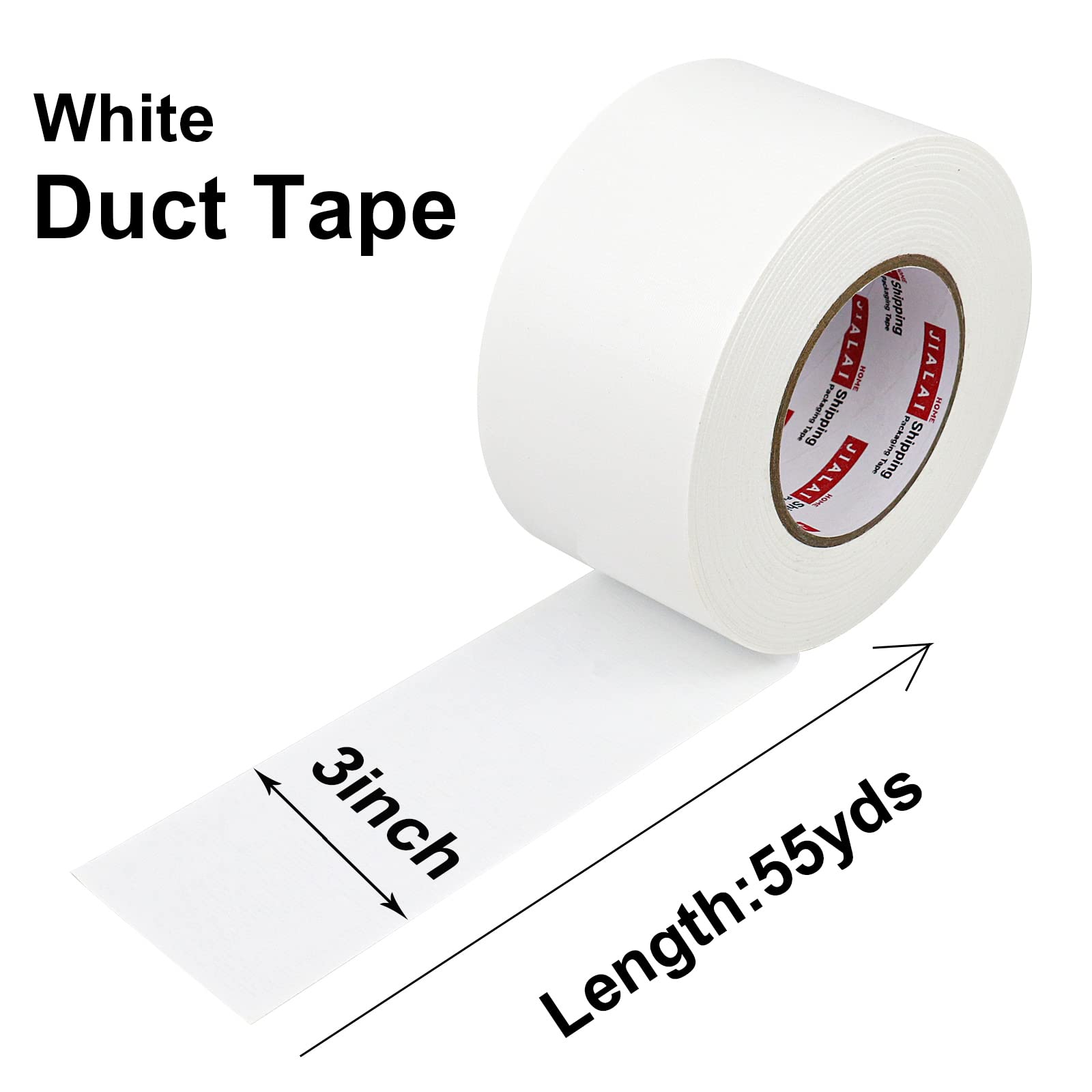 JIALAI HOME White Duct Tape 3 inch, Industrial Grade 3 inches x 55 Yards (164 ft), 9 Mil Heavy-Duty, Waterproof, UV Resistant for Crafts & Home Improvement