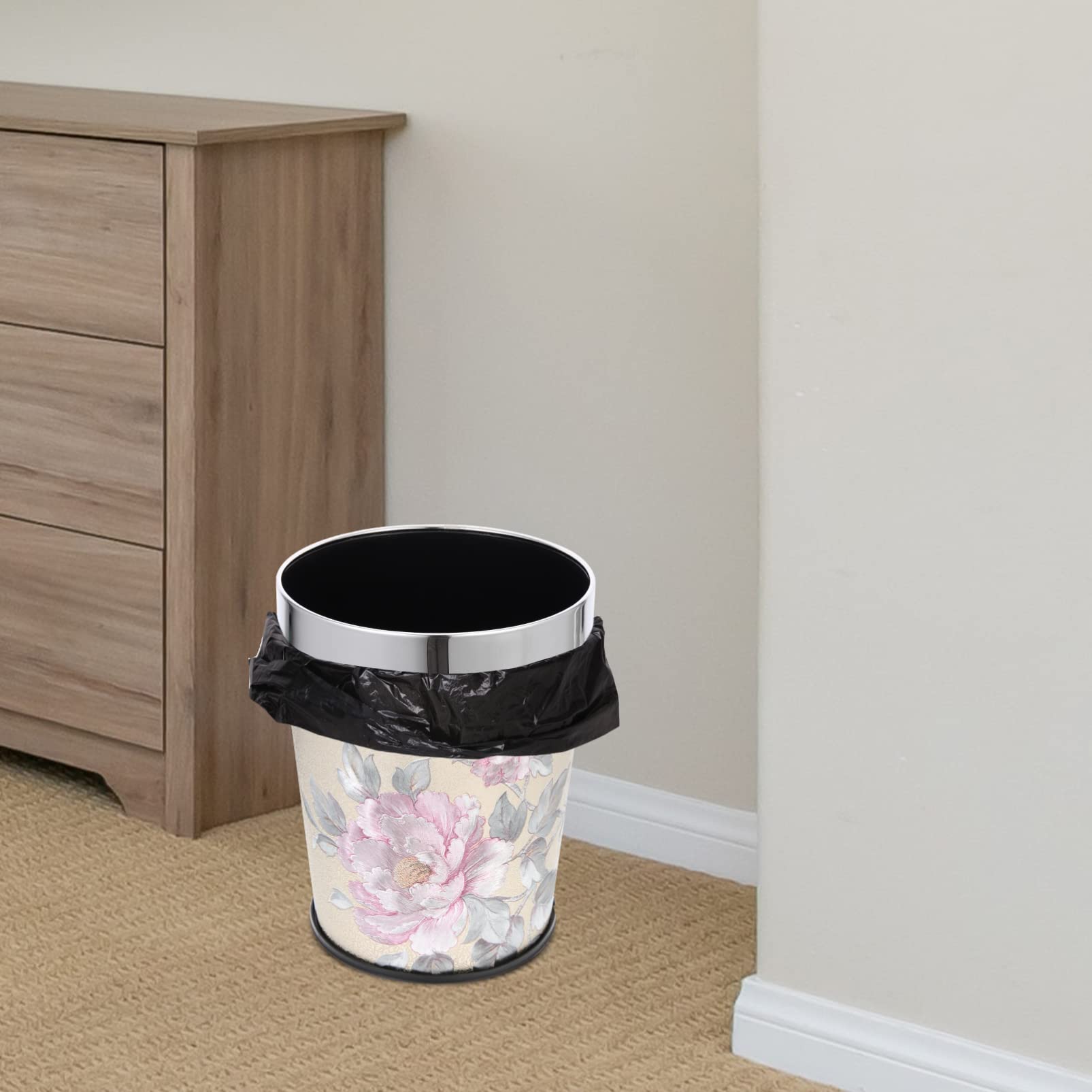 Operitacx Bathroom Trash Can Multi-Function Garbage Bucket Practical Trash Can Paper Waste Container Retro Style Trash Can Waste Paper Bucket Decorative Garbage Container Trash Container