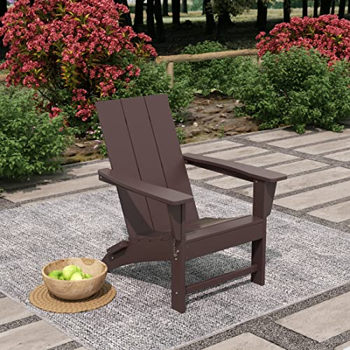 WO Home Furniture HDPE Adirondack Chair Folding Poly Lumber All Weather UV/Fade Resistant Heavy Duty for Patio, Backyard, Balcony, Garden, Lawn (Dark Brown)…