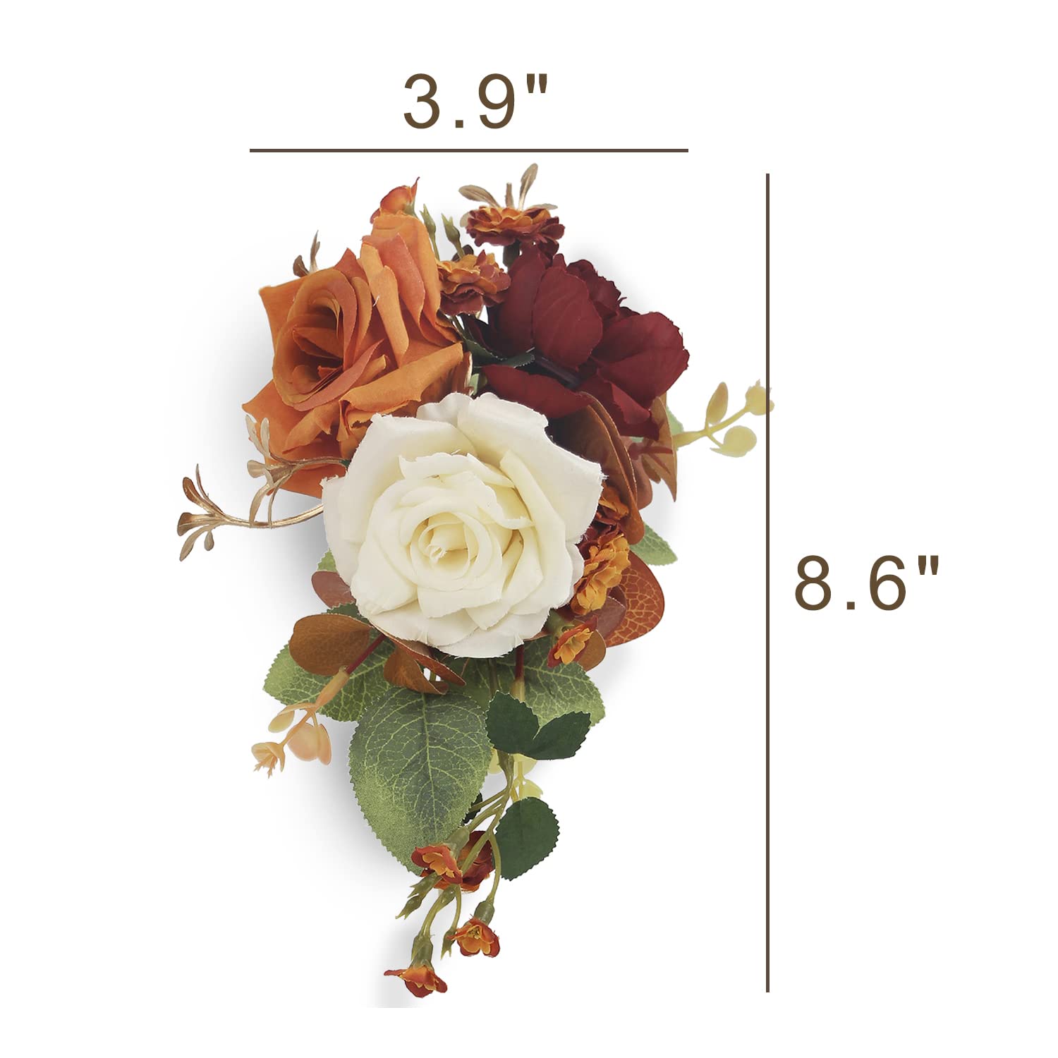 Rinlong Floral Shoulder Corsages Burnt Orange Terracotta Flowers Mother of The Bride Corsage for Fall Wedding Ceremony Anniversary Church Mother's Day