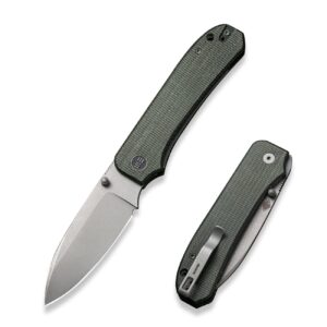 weknife big banter pocket knife for edc, ben petersen folding knife with 3.69”cpm 20cv blade canvas micarta handle, titanium thumb stud opener we21045-2 (green)