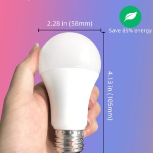 Dawwee Color Changing Light Bulb App Control, 2.4Ghz WiFi and Bluetooth Smart Light Bulbs Music Sync, Magic RGB Light Bulb Compatible with Alexa Google, E26 LED Light Bulb, 4 Pack