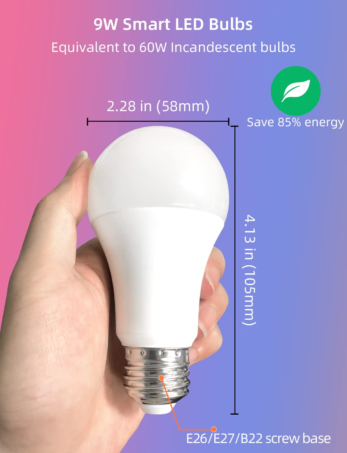 Dawwee Color Changing Light Bulb App Control, 2.4Ghz WiFi and Bluetooth Smart Light Bulbs Music Sync, Magic RGB Light Bulb Compatible with Alexa Google, E26 LED Light Bulb, 4 Pack