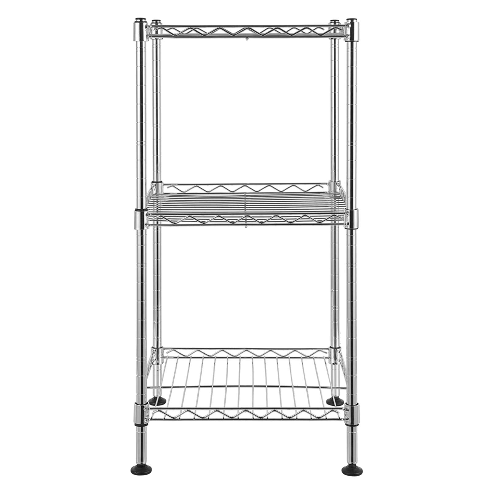 Guangshuohui 3-Tier Metal Storage Rack,Steel Wire Shelving Tower,Metal Storage Shelf Unit for Laundry Bathroom Kitchen Pantry Closet, Silver