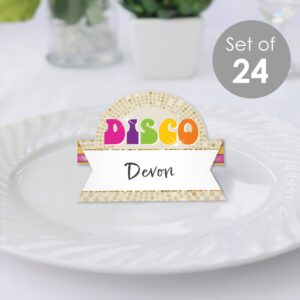 Big Dot of Happiness 70’s Disco - 1970s Disco Fever Party Tent Buffet Card - Table Setting Name Place Cards - Set of 24