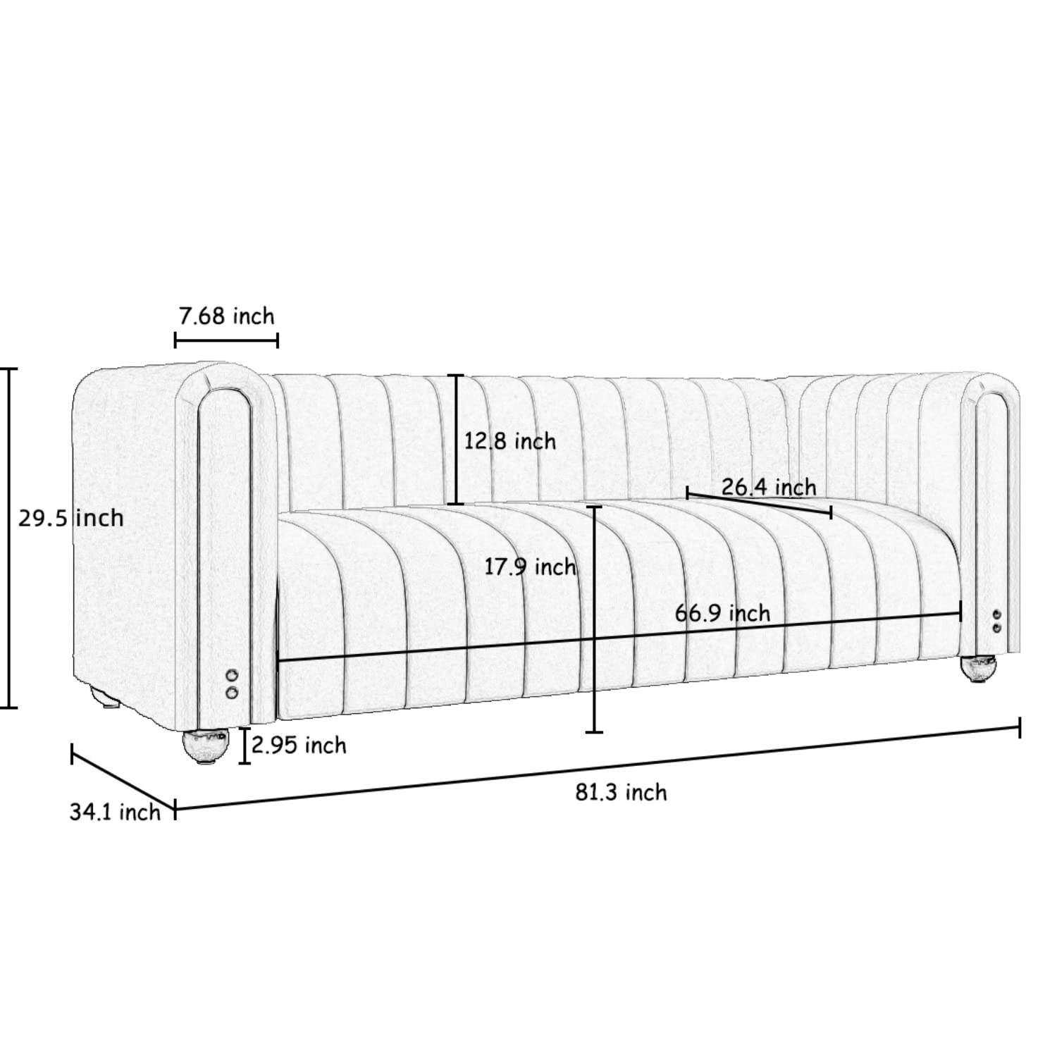 Velvet Couch Sofa Loveseat, 81.3 Wide Mid Century Modern Couch Small Spaces Love Seat Tufted Chesterfield Velvet Sofa Futon with Gold Leg, Comfy 3 Seat Deep Sofas Couches for Living Room (Orange)