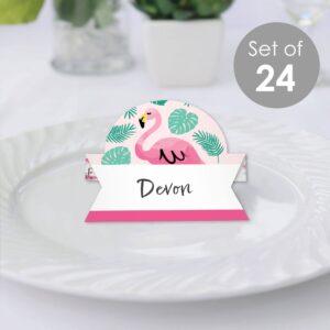 Big Dot of Happiness Pink Flamingo - Party Like a Pineapple - Tropical Summer Party Tent Buffet Card - Table Setting Name Place Cards - Set of 24