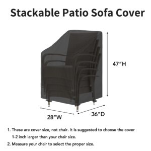 Easy-Going Stackable Patio Chair Cover UV Resistant Outdoor Chair Cover Waterproof Lawn Patio Furniture Covers Fits for 4-6 Stackable Dining Chairs (1 Pack-28Wx36Dx47H inch, Black)