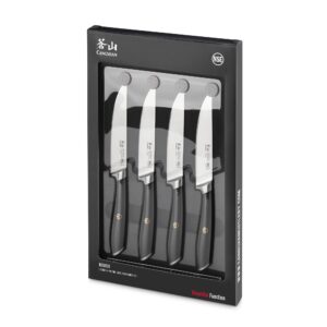 Cangshan L Series 4-Piece Fine-Edge Steak Knife Set, Forged German Steel, Black, 1026931