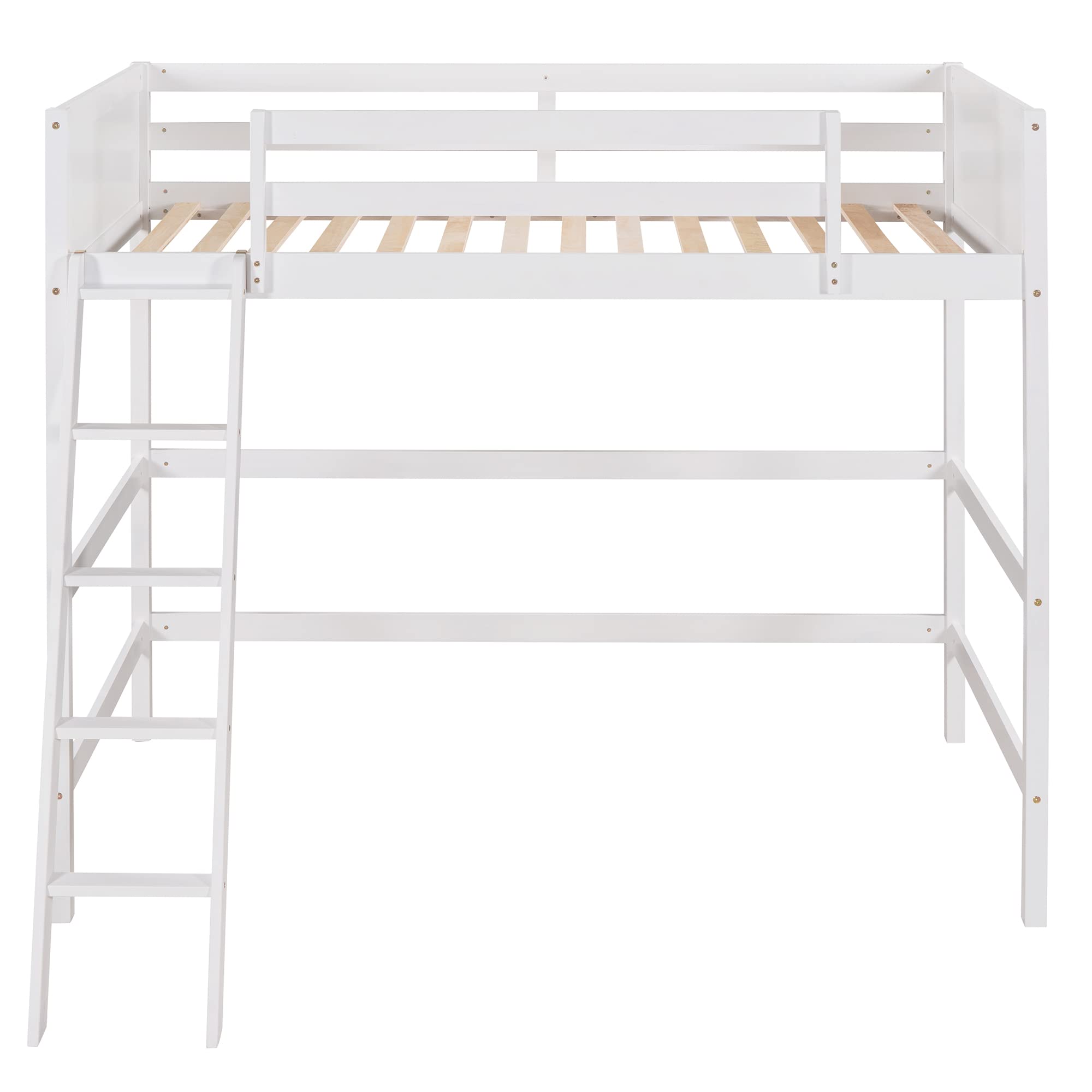 Merax Twin Modern Kids Loft Bed with Ladders Wood Loft Bunk Bed for Juniors/Easy Assemble/Space Saving White