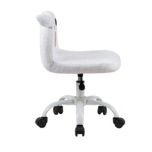 GIA Faux Fur Fuzzy Kids Desk Adjustable and Swivel Rolling Chair, White Piggy Shape