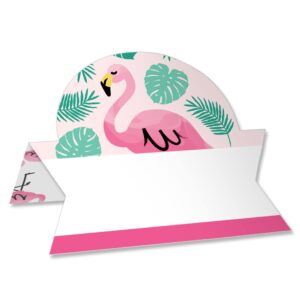 big dot of happiness pink flamingo - party like a pineapple - tropical summer party tent buffet card - table setting name place cards - set of 24