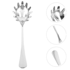 Housoutil Stainless Steel Pasta Server - 9.4inch 304 Pasta Spoon Spaghetti Spoon Server with Teeth - Noodle Spoon Server for Dumpling Ice Cube - Heat Resistant Design