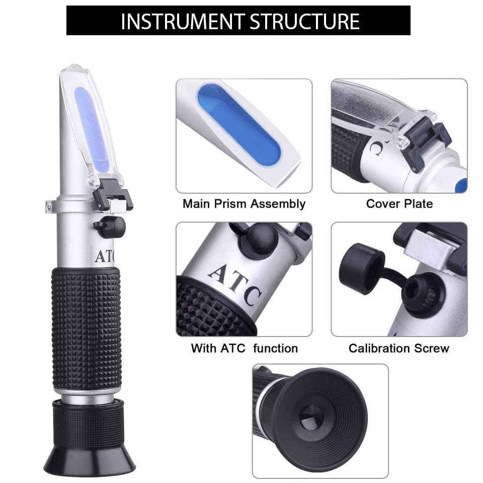 Antifreeze Refractometer, 3-in-1 Antifreeze Coolant Tester for Checking Freezing Point, Concentration of Ethylene Glycol Propylene Glycol Based Automobile Antifreeze Coolant Condition