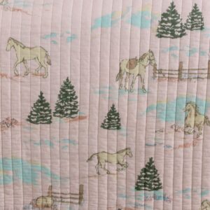 Horse Girls Pink Woodland Ponies Western Full/Queen Quilt