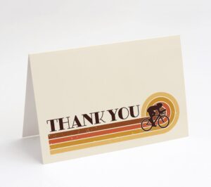 m market on mainstreet bicycle/cycling thank you cards w/envelopes, 25 count, made in u.s.a.